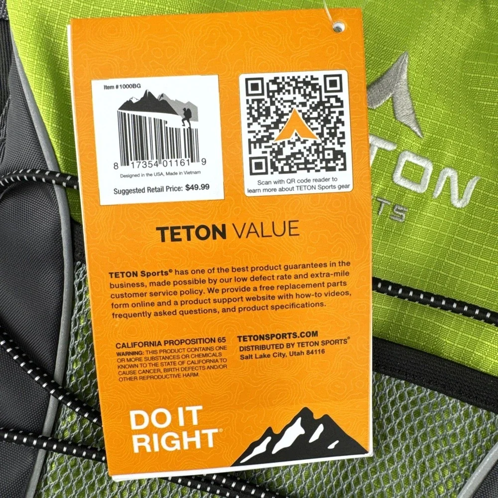 Teton Sports Trail Runner 2.0 Hydration Hiking Backpack Adventure Rugged Minimal